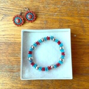 Faux Coral Turquoise Bracelet Set